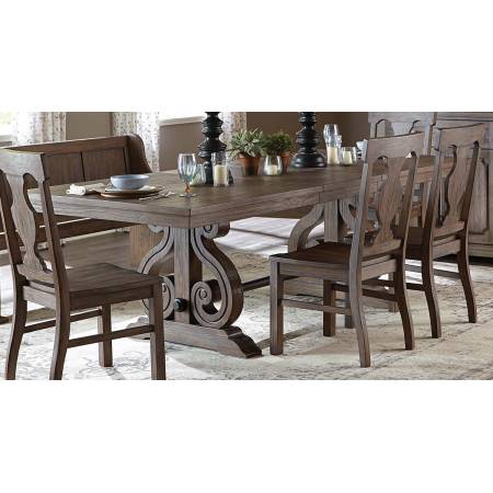 Toulon Trestle Dining Table - Wire Brushed
